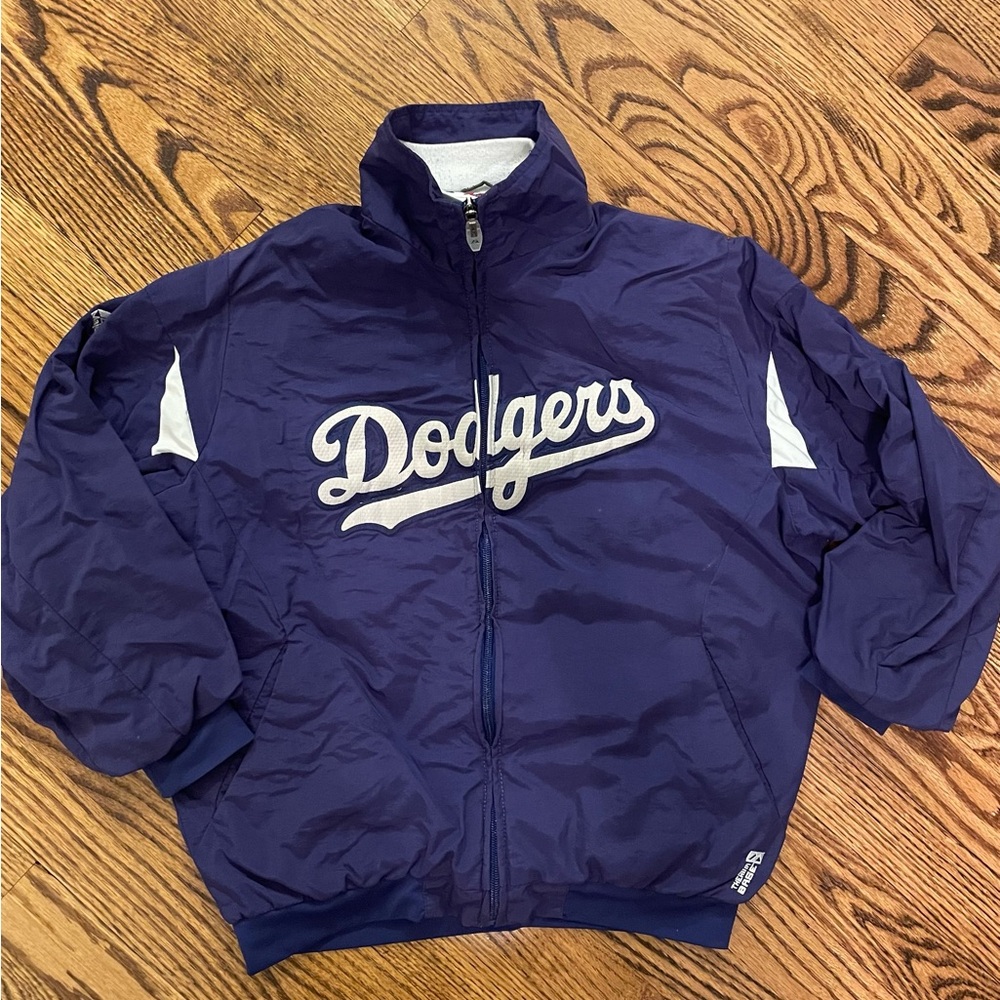 Vintage Dodgers Youth Med. Majestic Gray and Blue Jacket.